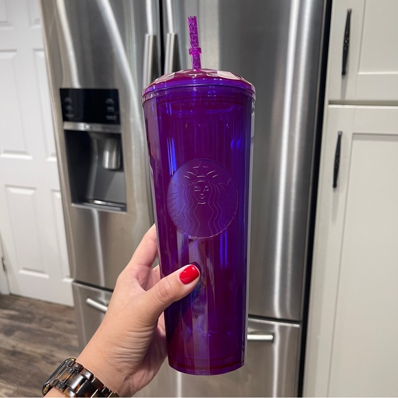 Starbucks NWT Radiant laser Purple Tumbler with Straw 24 oz - Picture 3 of 7